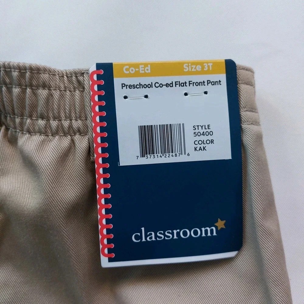 Classroom  Preschool  Co-ed  Flat Front Pants  Khaki Toddler Kids Size 3‎